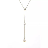 Herkimer Mines Sterling Silver Goldclad "Diamond" Quartz MultiCut Y-Necklace. 18"